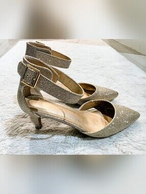 Dream Paris BLING High Heels Gold Womens Shoes 7 Sparkle Luxe Pumps